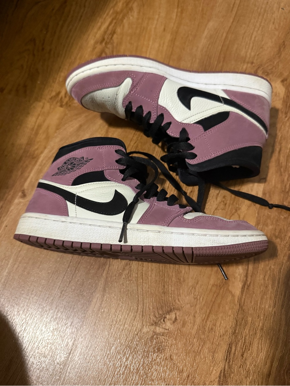 Nike Women’s High-Top Sneakers in Mauve, Black & White
